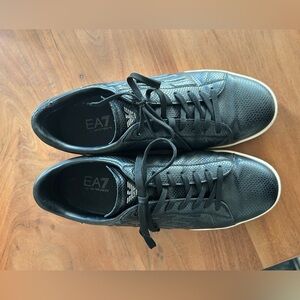 Emporio Armani Black Sneakers with White Sole